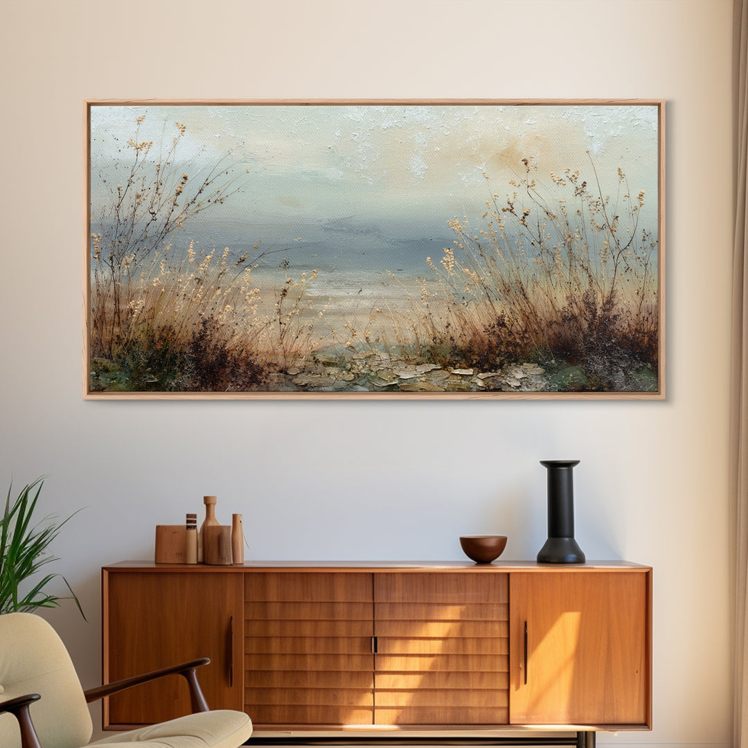 Bees Circling Lavender Blossoms Framed Canvas Print, Nature Art, Printable Wall Art, Living Room Decor, Fine Art, Nature, NAT-2x1-91