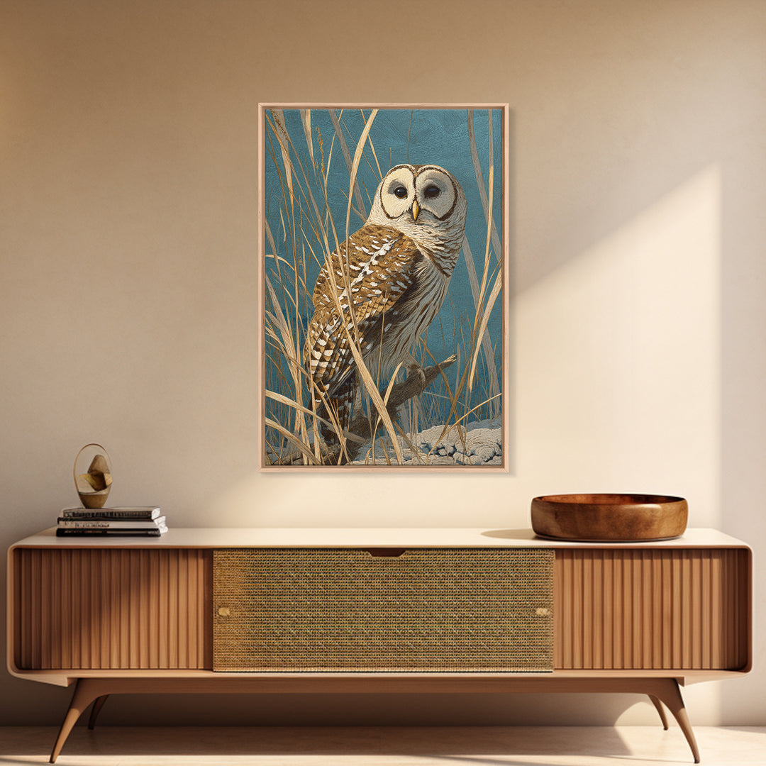 Owl in Moonlit Branches Canvas Print, Nature Art, Fine Art Print, Living Room Decor, Fine Art, Nature, Poster, Wall Decor, NAT-2x3-27