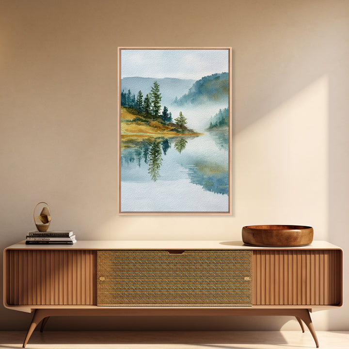 Misty Mountain Lake Canvas Print, Nature Art, Original Painting, Living Room Decor, Fine Art, Nature, Mountain Wall Art, NAT-2x3-61