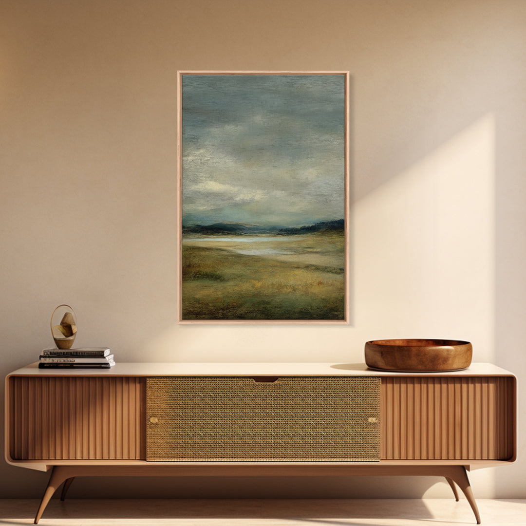 Storm Clouds over a Rolling Prairie Framed Canvas Print, Nature Art, Wall Hangings, Living Room Decor, Fine Art, Nature, NAT-2x3-94