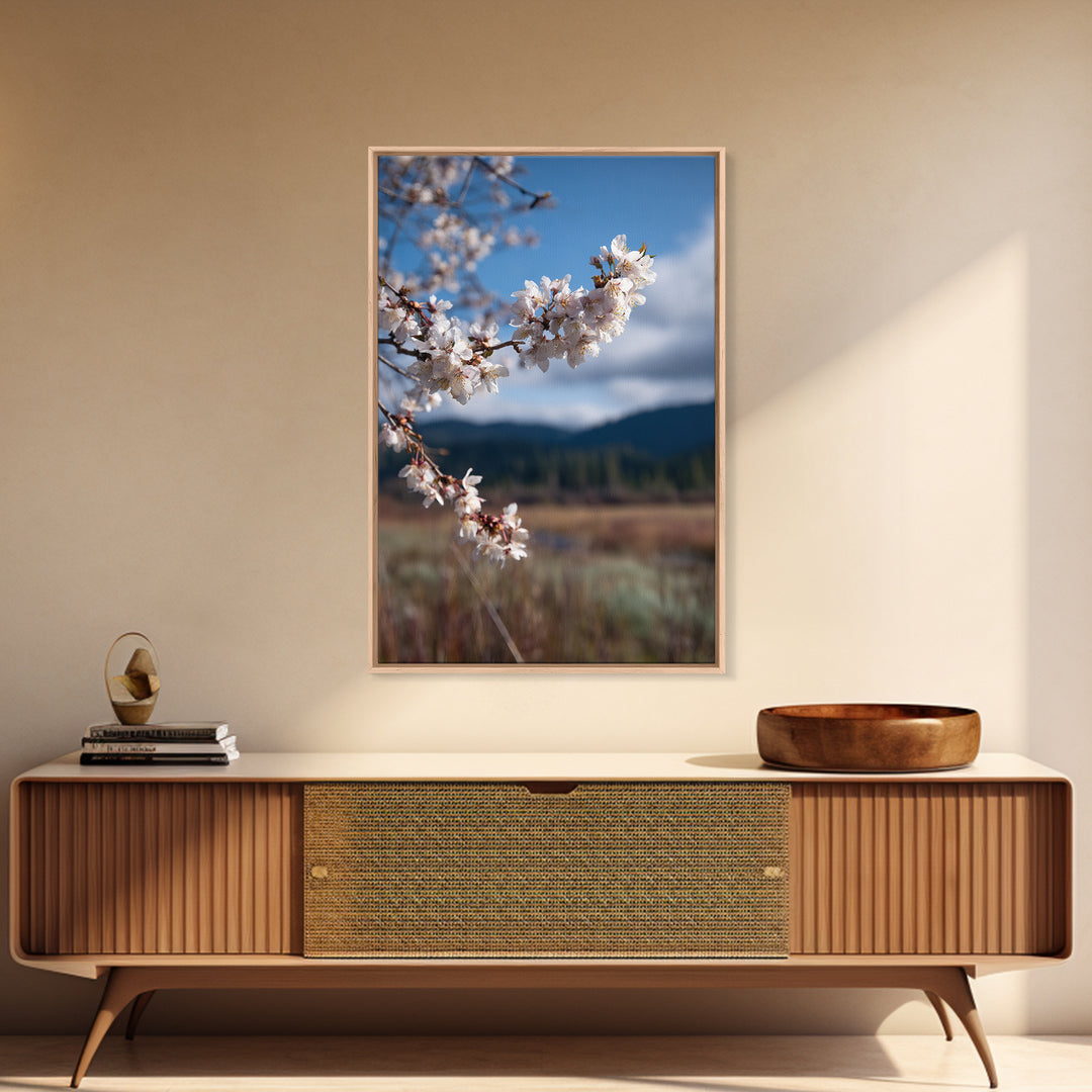 Spring Cherry Blossoms Canvas Print, Nature Art, Original Painting, Living Room Decor, Fine Art, Nature, Mountain Wall Art, NAT-2x3-96