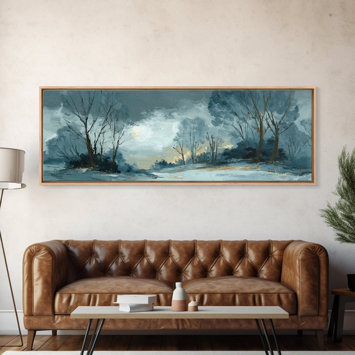 Owl in Moonlit Branches Canvas Print, Nature Art, Bird Wall Art, Living Room Decor, Fine Art, Nature, Textured Painting, NAT-3x1-11