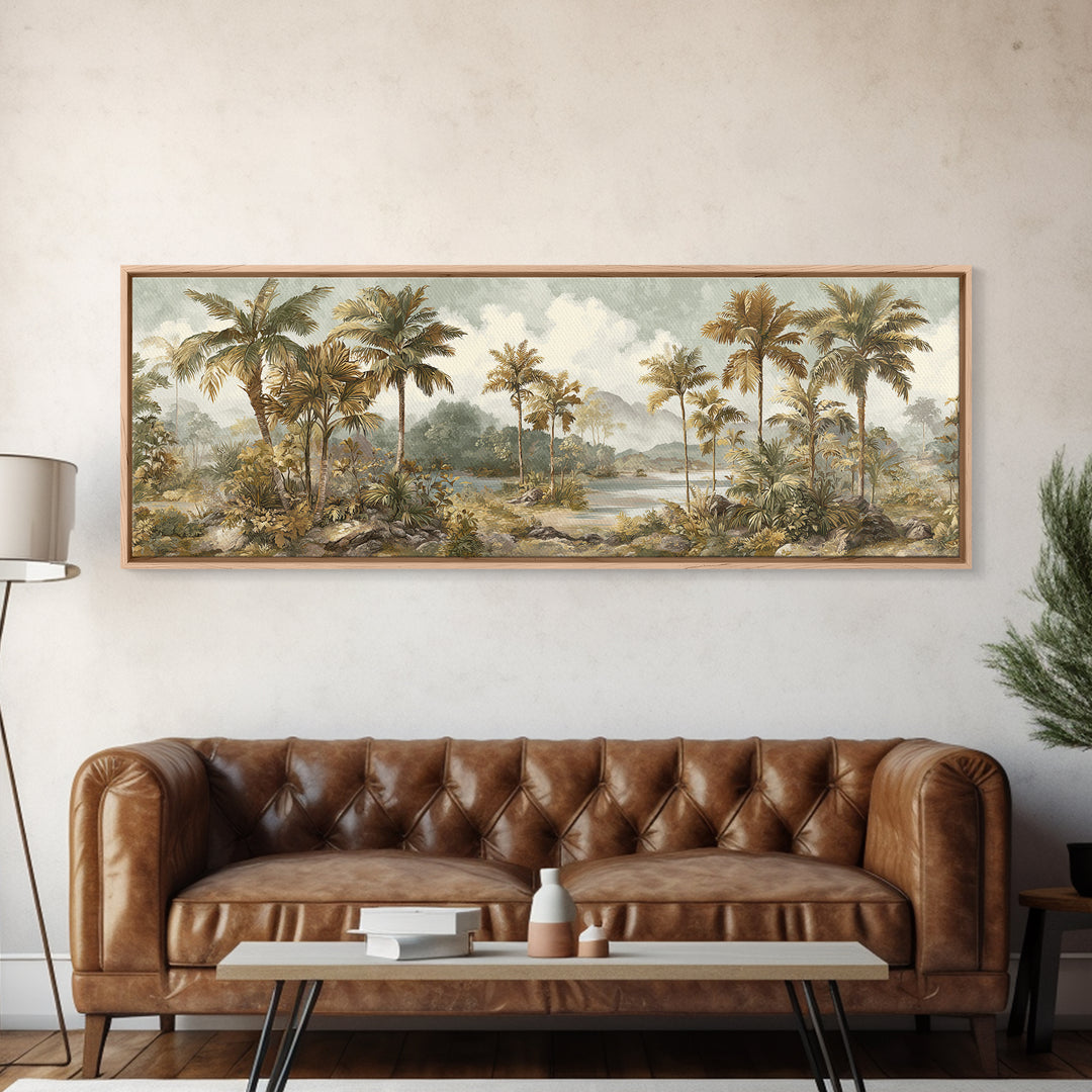 Tropical Jungle Leaves Canvas Print, Nature Art, Artwork, Living Room Decor, Fine Art, Nature, Landscape Art, Botanical Art, NAT-3x1-13