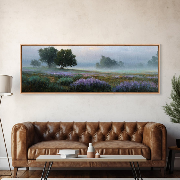 Bees Circling Lavender Blossoms Framed Canvas Print, Nature Art, Nature Wall Art, Living Room Decor, Fine Art, Nature, NAT-3x1-15