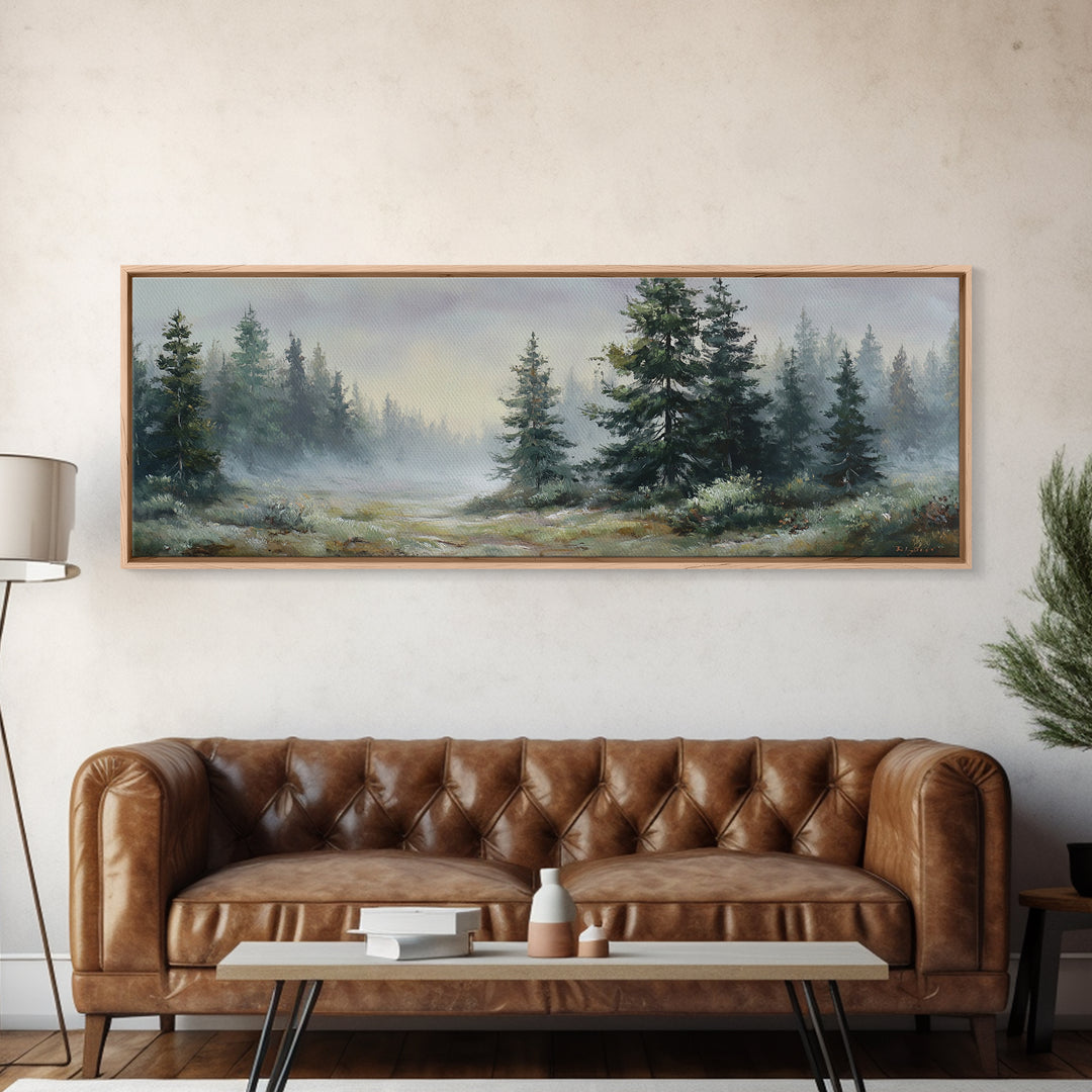 Mushroom Cluster in Enchanted Woodland Framed Canvas Print, Nature Art, Art, Living Room Decor, Oil Painting, Nature, NAT-3x1-47