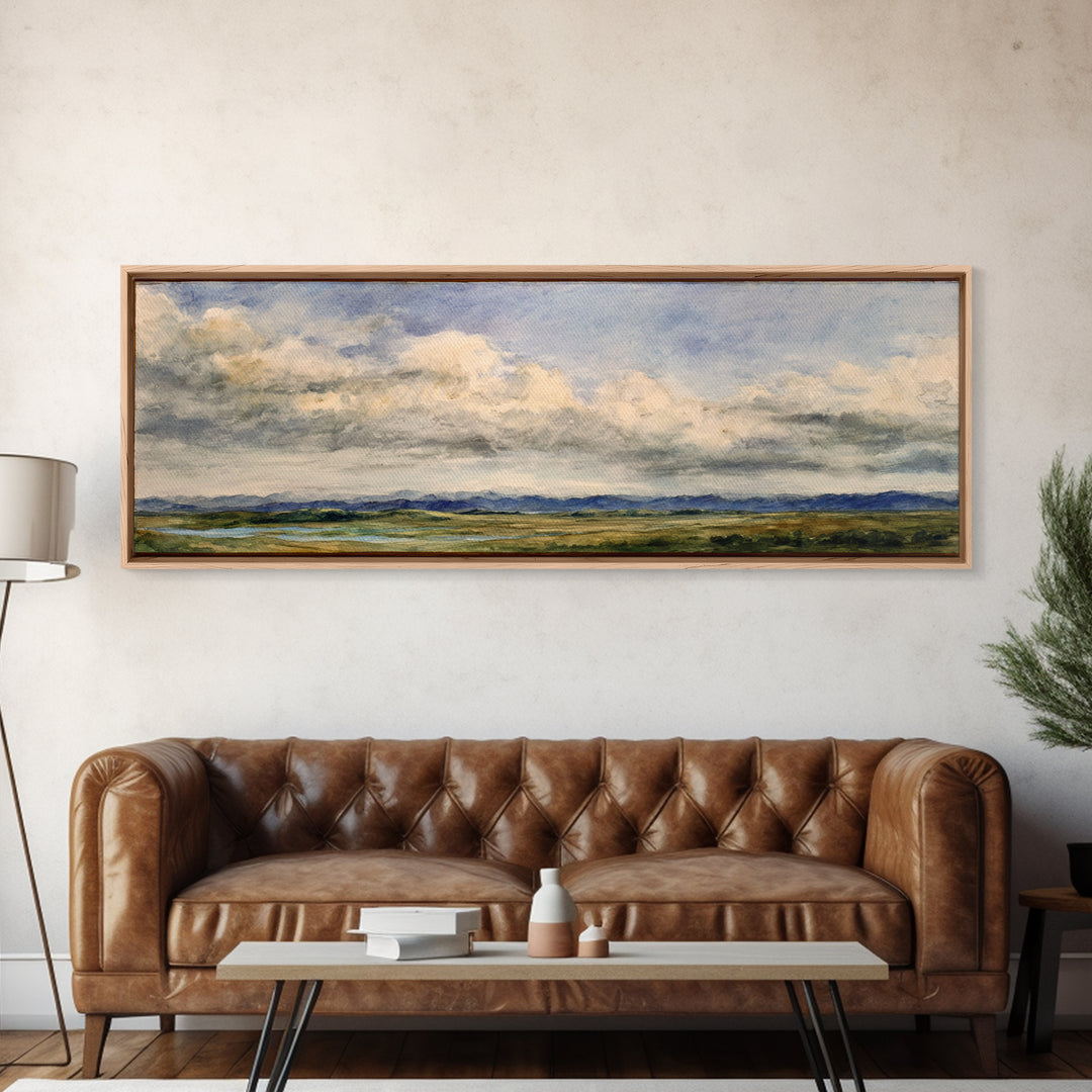 Storm Clouds over a Rolling Prairie Canvas Print, Nature Art, Landscape Art, Living Room Decor, Fine Art, Nature, Boho Decor, NAT-3x1-54