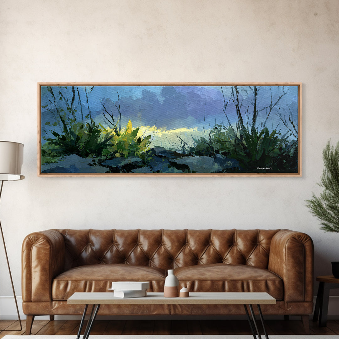 Tropical Jungle Leaves Canvas Print, Nature Art, Moss Art, Living Room Decor, Oil Painting, Nature, Statement Artwork, NAT-3x1-61