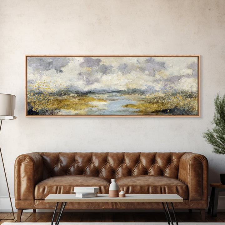 Bees Circling Lavender Blossoms Framed Canvas Print, Nature Art, Room Decor, Living Room Decor, Fine Art, Nature, Wall Hangings, NAT-3x1-63