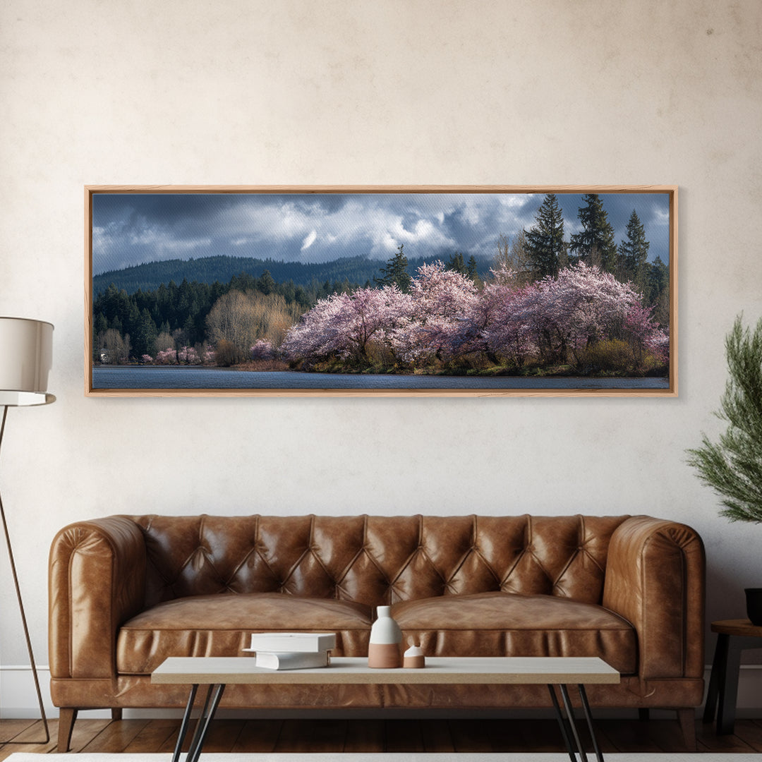 Spring Cherry Blossoms Canvas Print, Nature Art, Poster, Living Room Decor, Fine Art, Nature, Abstract Wall Art, 3d Wall Art, NAT-3x1-80
