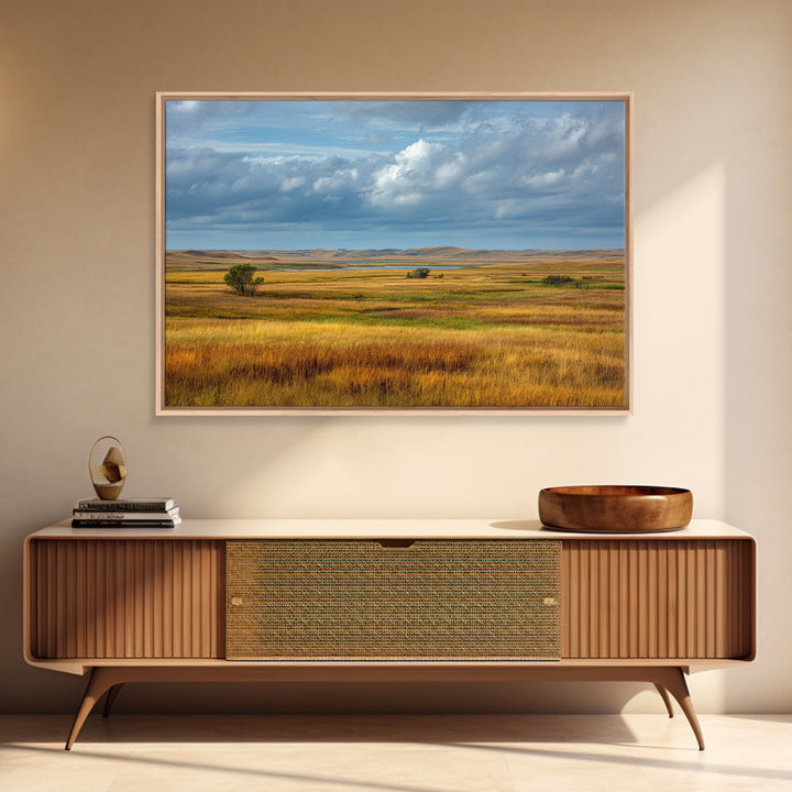 Storm Clouds over a Rolling Prairie Canvas Print, Nature Art, Living Room Decor, Fine Art, Nature, Ocean Art, Bird Wall Art, NAT-3x2-42