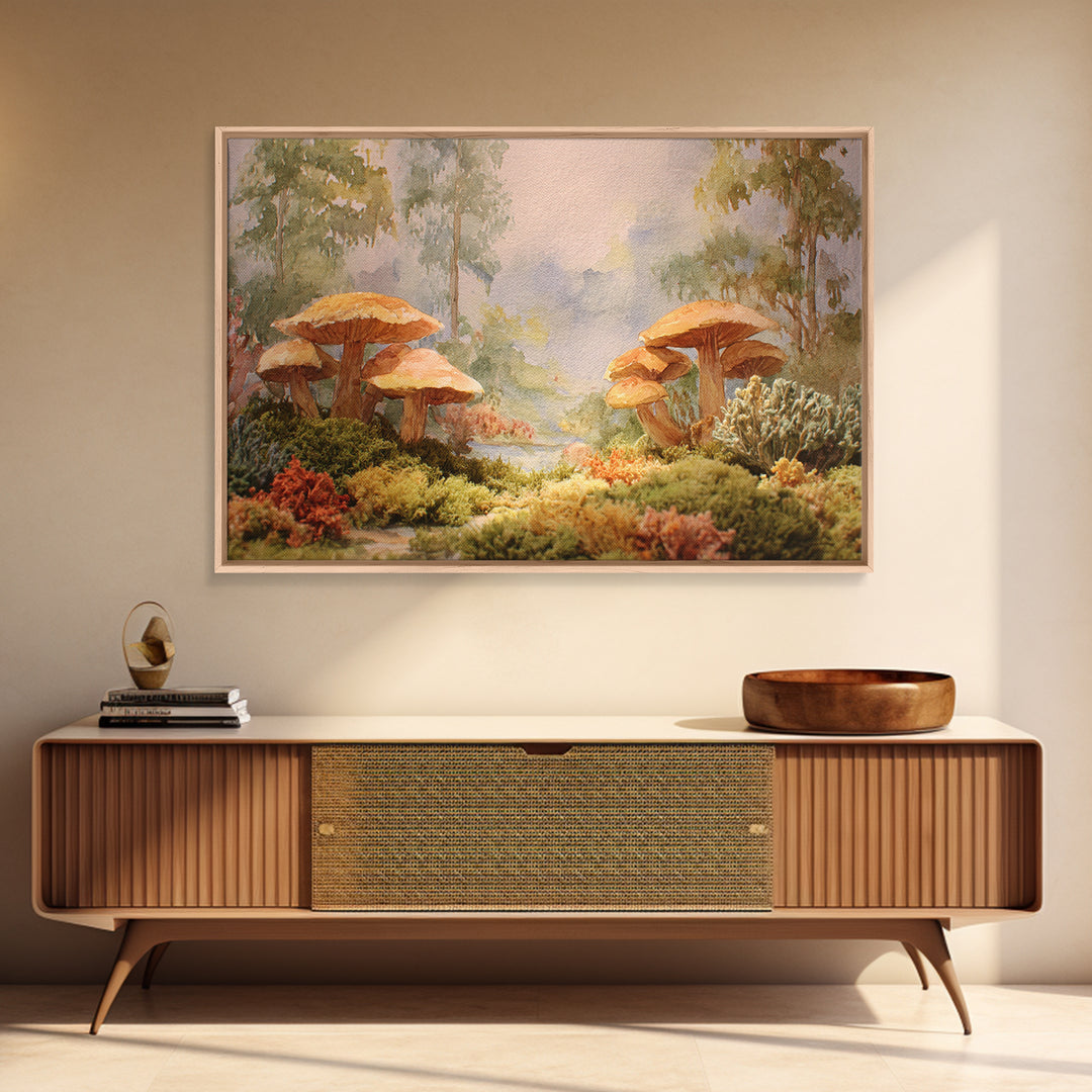 Mushroom Cluster in Enchanted Woodland Canvas Print, Nature Art, Wall Art, Living Room Decor, Fine Art, Nature, Wood Wall Art, NAT-3x2-83