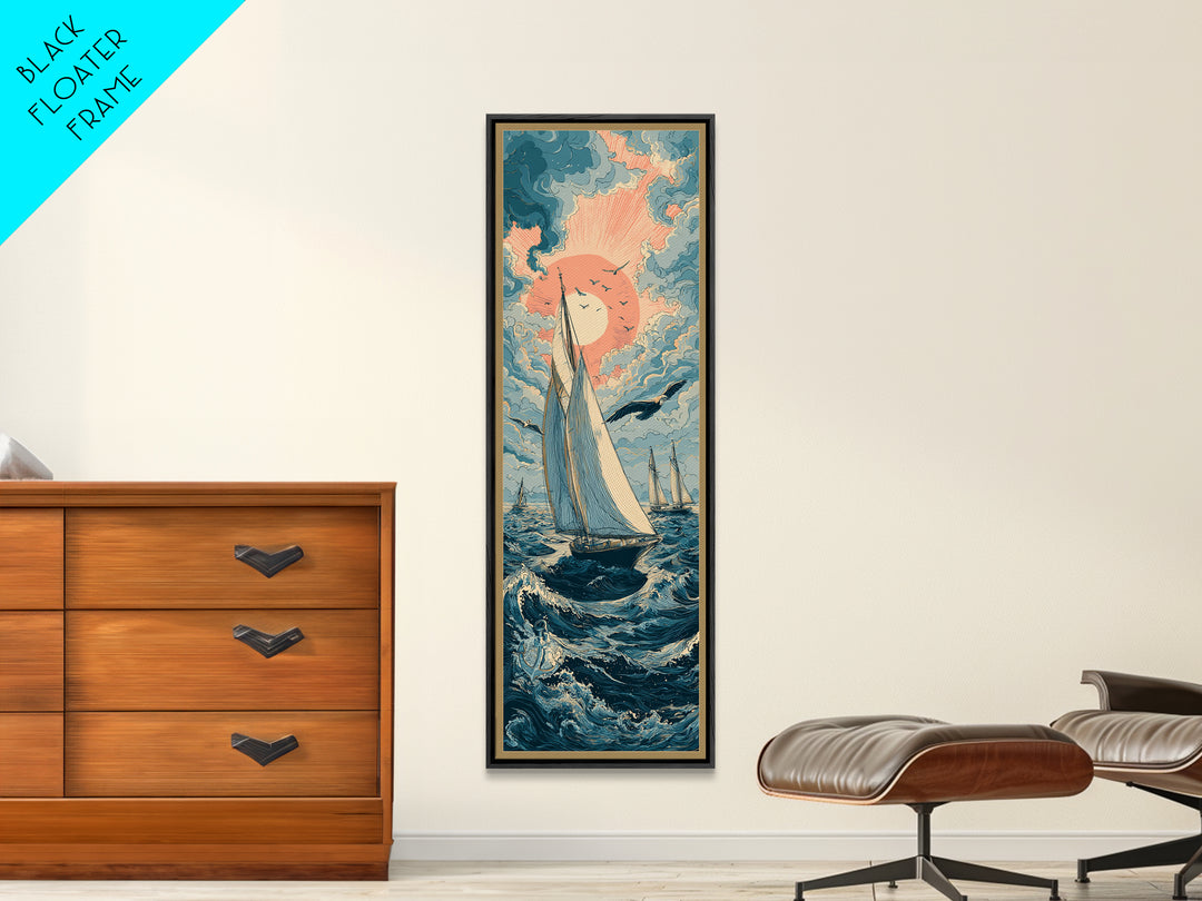 Sailor Tattoo Swallow and Anchor Framed Canvas Print, Nautical Art, Coastal Wall Decor, Coastal Decor, Fine Art, Harbor, NAU-1x3-83