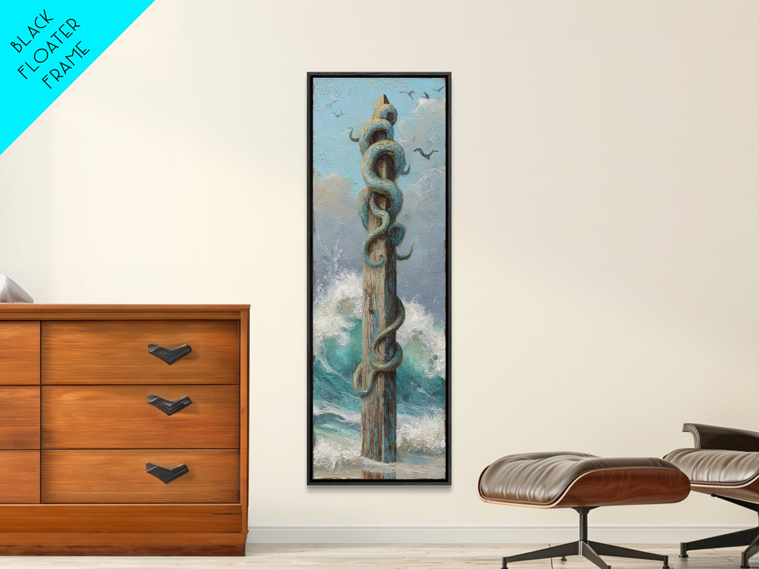 Octopus Wrapped Around an Anchor Canvas Print, Nautical Art, Boho Decor, Coastal Decor, Oil Painting, Harbor, Art Print, NAU-1x3-97