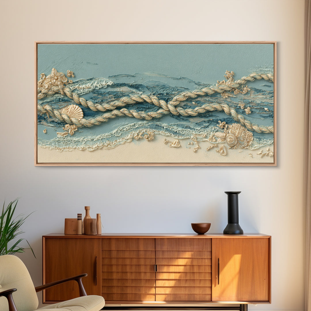 Lobster and Rope Coastal Illustration Canvas Print, Nautical Art, Printable, Coastal Decor, Fine Art, Harbor, Beach Decor, NAU-2x1-64