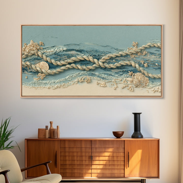 Lobster and Rope Coastal Illustration Canvas Print, Nautical Art, Printable, Coastal Decor, Fine Art, Harbor, Beach Decor, NAU-2x1-64