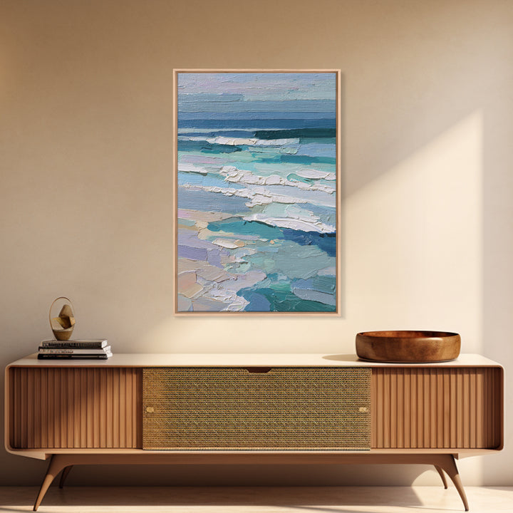 Porthole View of Waves and Moon Framed Canvas Print, Nautical Art, Minimalist Decor, Coastal Decor, Fine Art, Harbor, NAU-2x3-6