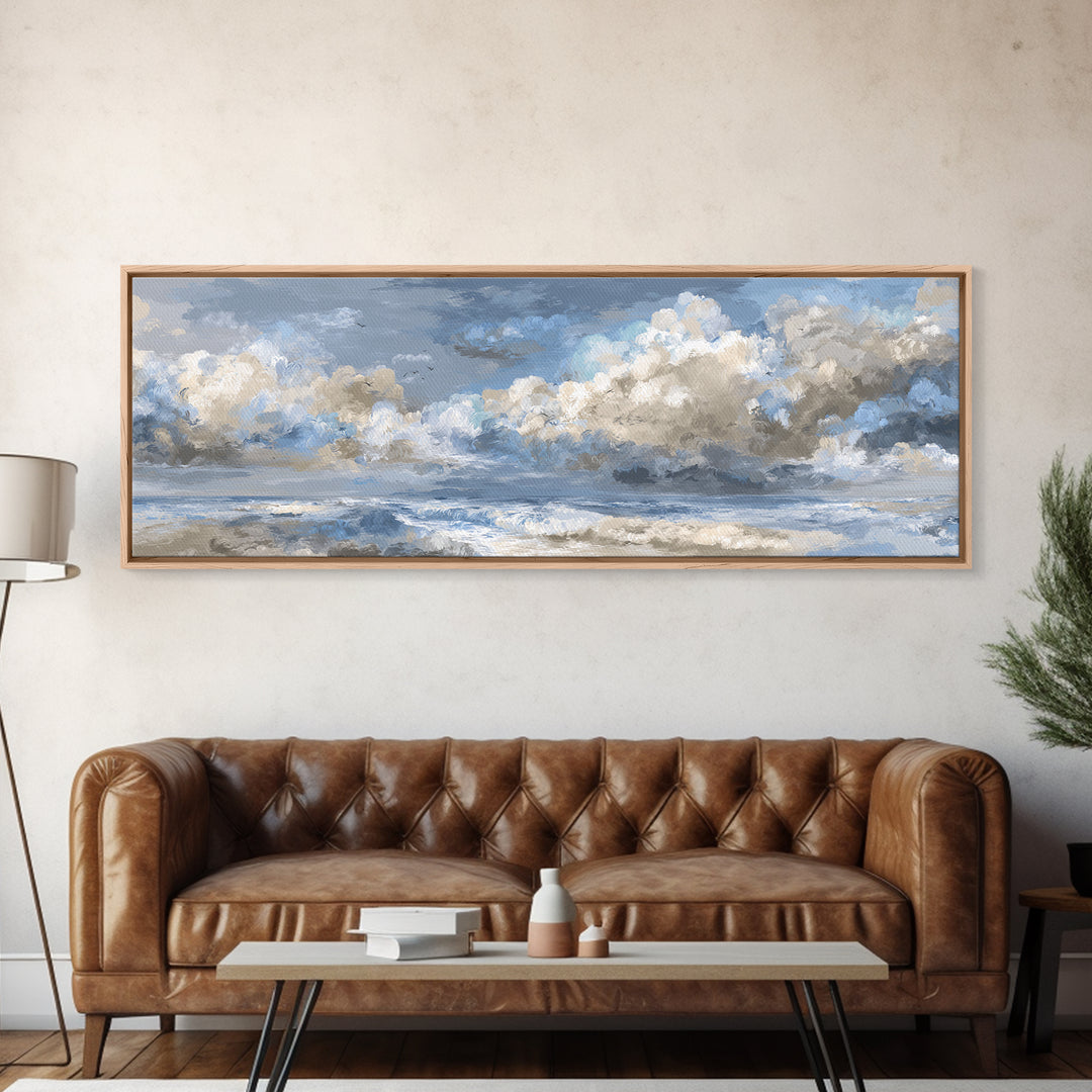 Stormy Cloudscape over Open Ocean Canvas Print, Nautical Art, Nautical Decor, Coastal Decor, Oil Painting, Harbor, NAU-3x1-13
