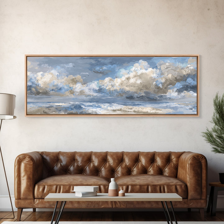 Stormy Cloudscape over Open Ocean Canvas Print, Nautical Art, Nautical Decor, Coastal Decor, Oil Painting, Harbor, NAU-3x1-13