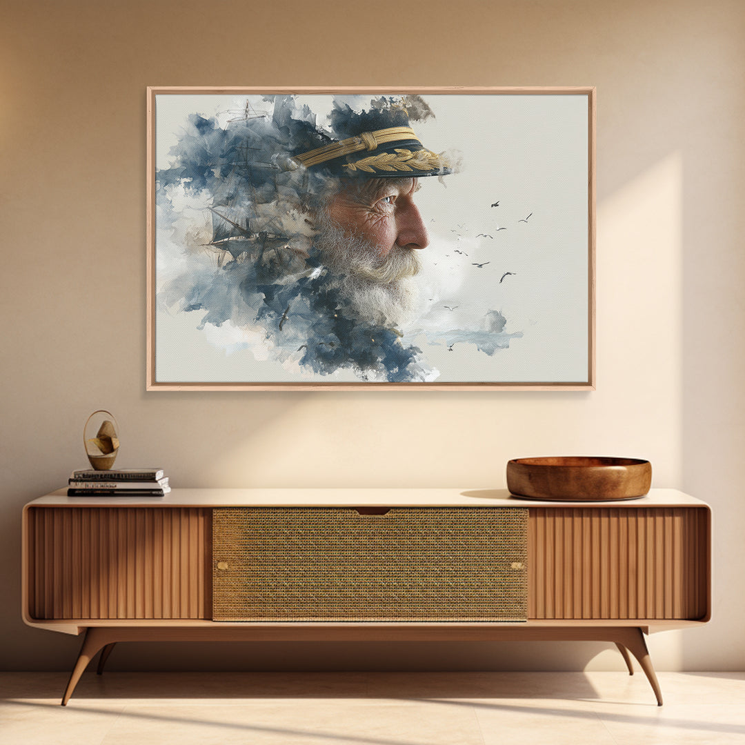 Sea Captain Portrait Canvas Print, Nautical Art, Modern Decor, Coastal Decor, Fine Art, Harbor, Poster, Wall Decor, Painting, NAU-3x2-11