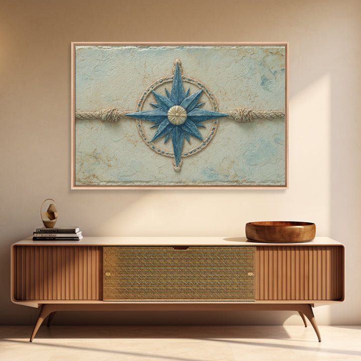 Nautical Star Compass Rose Framed Canvas Print, Nautical Art, Printable Art, Coastal Decor, Fine Art, Harbor, Gallery Wall, NAU-3x2-18