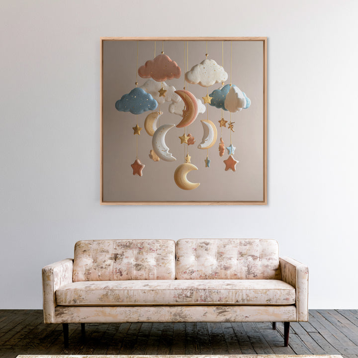 Moon Phase Mobile Canvas Print, Nursery Decor, Art Print, Nursery, Woodland Nursery Decor, Nursery Prints, Playroom Decor, NDE-1x1-99