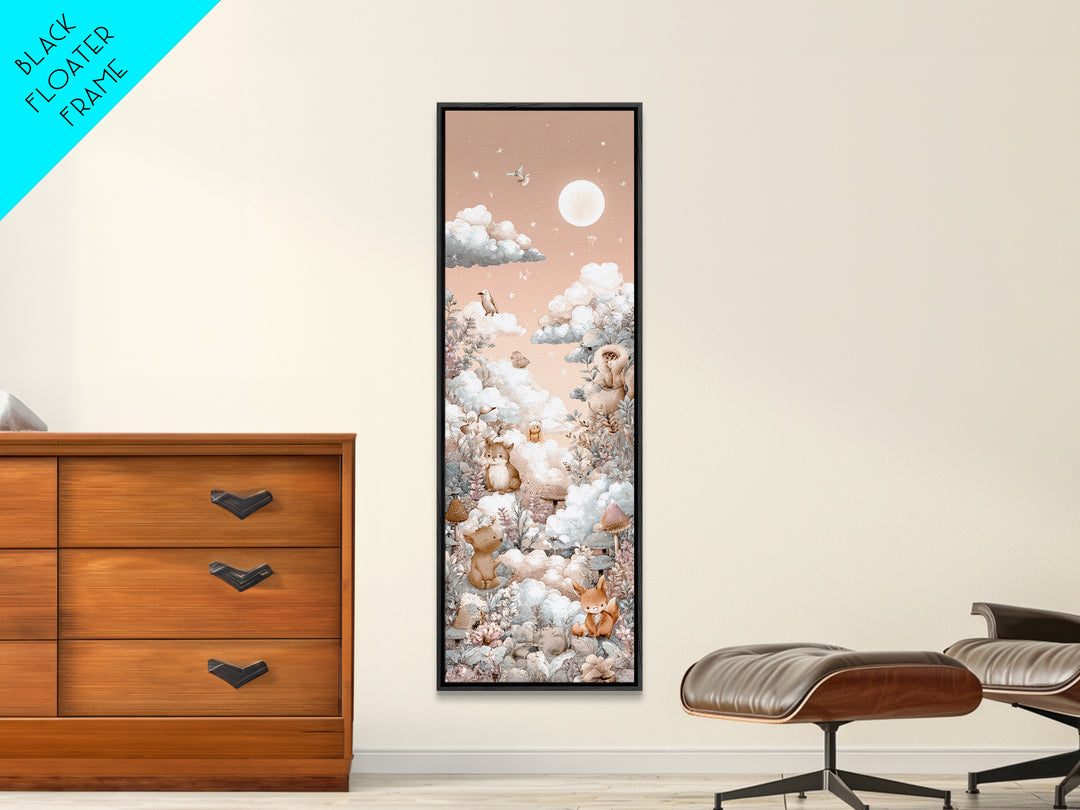 Woodland Animal Parade Canvas Print, Nursery Decor, Gallery Decor, Fine Art, Nursery, Wall Art, Home Decor, Wall Decor, NDE-1x3-14