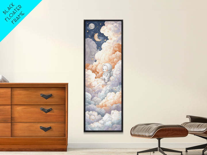 Little Astronaut Bear Canvas Print, Nursery Decor, Kids Wall Art, Abstract Art, Nursery, Room Decor, Textured Painting, NDE-1x3-51