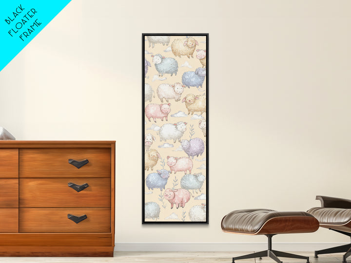 Farm Animals in Soft Watercolor Style Framed Canvas Print, Nursery Decor, Nursery Wall Decal, Oil Painting, Nursery, NDE-1x3-54