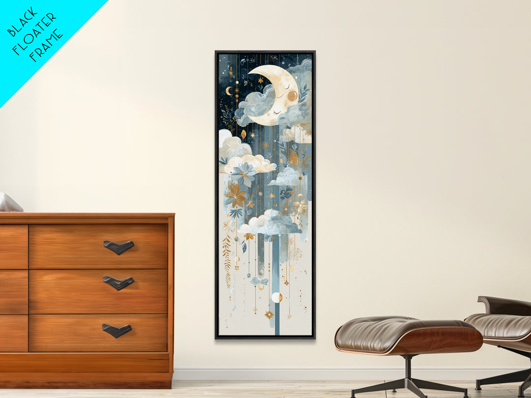 Moon Phase Mobile Canvas Print, Nursery Decor, Nursery Wall Decal, Oil Painting, Nursery, Minimalist Decor, Contemporary Art, NDE-1x3-63