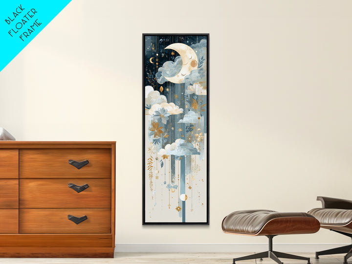 Moon Phase Mobile Canvas Print, Nursery Decor, Nursery Wall Decal, Oil Painting, Nursery, Minimalist Decor, Contemporary Art, NDE-1x3-63