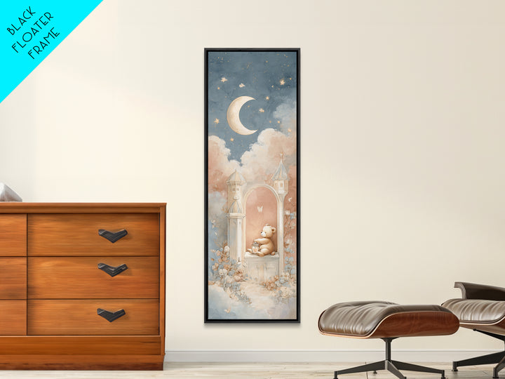 Storybook Bear with Little Lantern Framed Canvas Print, Nursery Decor, Wall Art, Oil Painting, Nursery, Nursery Wall Decor, NDE-1x3-69