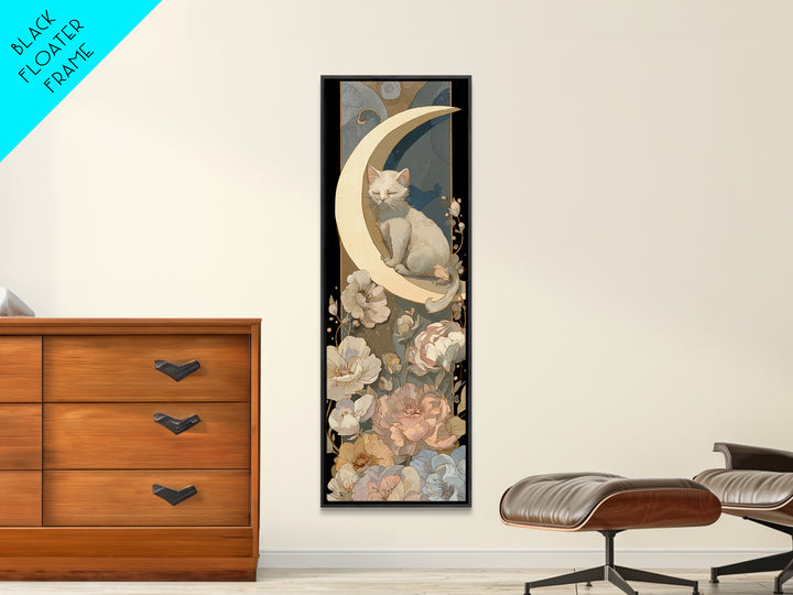 Sleeping Kitten on Crescent Moon Canvas Print, Nursery Decor, Wall Decor, Nursery, Woodland Nursery Decor, Nursery Prints, NDE-1x3-77