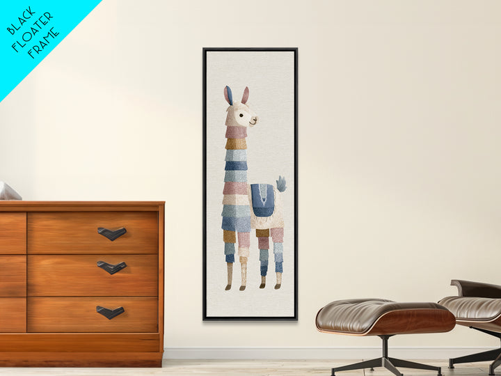 Cute Llama with Blanket Pattern Canvas Print, Nursery Decor, Safari Nursery Decor, Nursery, Modern Decor, Fine Art Print, NDE-1x3-81