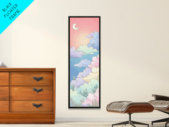 Pastel Rainbow with Soft Cloud Shapes Canvas Print, Nursery Decor, Wall Decal, Abstract Art, Nursery, Wall Light, NDE-1x3-85