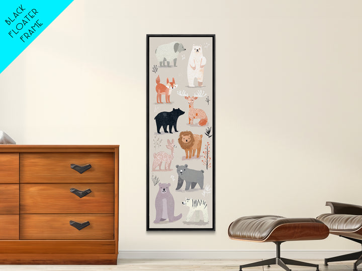 Woodland Animal Parade Canvas Print, Nursery Decor, Contemporary Art, Fine Art, Nursery, Wall Decals, Nursery Wall Decor, NDE-1x3-86