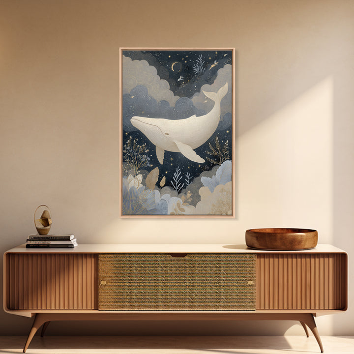 Baby Whale Swimming Through Stars Canvas Print, Nursery Decor, Contemporary Art, Nursery, Wall Decals, Nursery Wall Decor, NDE-2x3-40