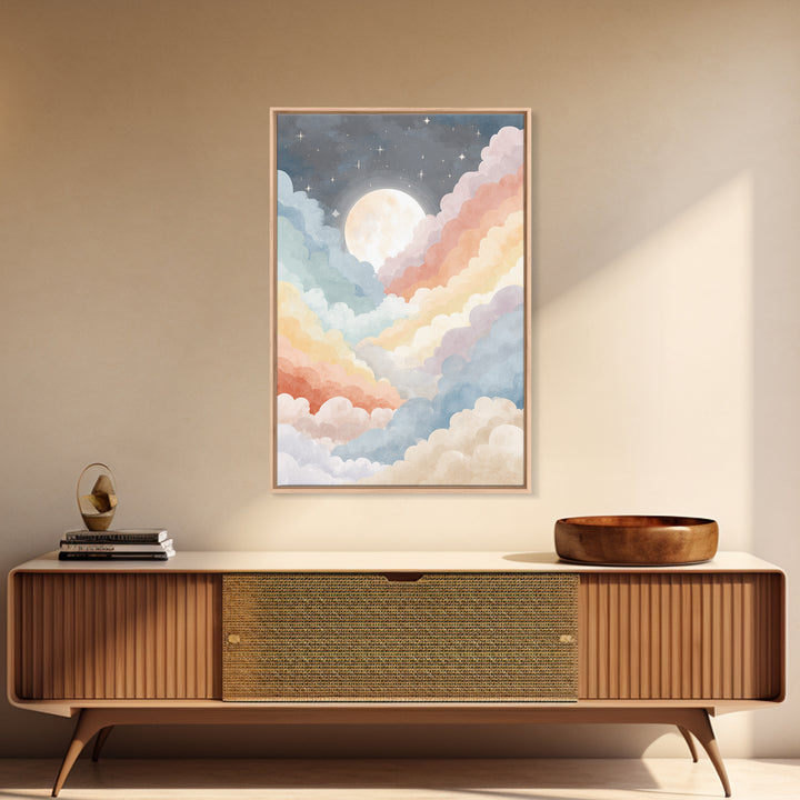 Pastel Rainbow with Soft Cloud Shapes Canvas Print, Nursery Decor, Wall Decal, Abstract Art, Nursery, Wall Light, NDE-2x3-9