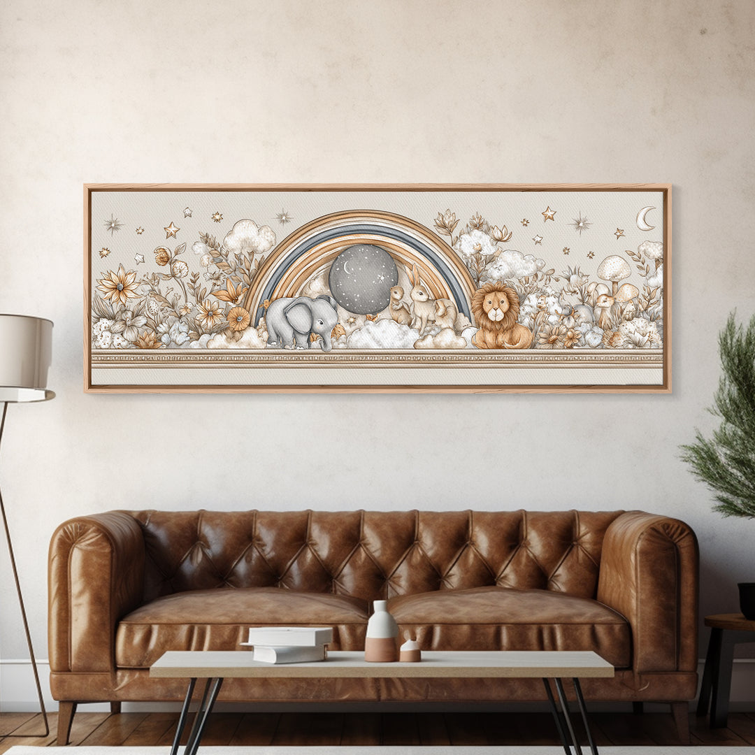 Soft Floral Initial Frame Without Letters Framed Canvas Print, Nursery Decor, Floral Wallpaper, Nursery, Fine Art Print, NDE-3x1-74