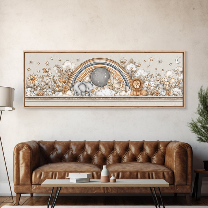 Soft Floral Initial Frame Without Letters Framed Canvas Print, Nursery Decor, Floral Wallpaper, Nursery, Fine Art Print, NDE-3x1-74