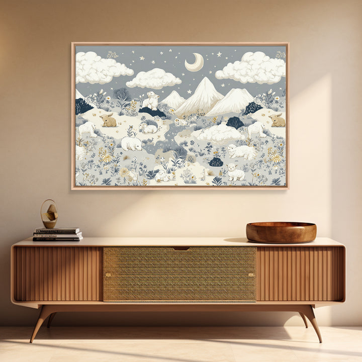Calm Mountain Nursery Landscape Canvas Print, Nursery Decor, Kids Wall Art, Fine Art, Nursery, Room Decor, Textured Painting, NDE-3x2-52