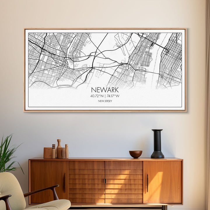 Newark City Map, New Jersey Art, Map Print, Minimalist Wall Art, Wall Art, Canvas Art, Travel Wall Art, Friend Gift, Teen Birthday Gift