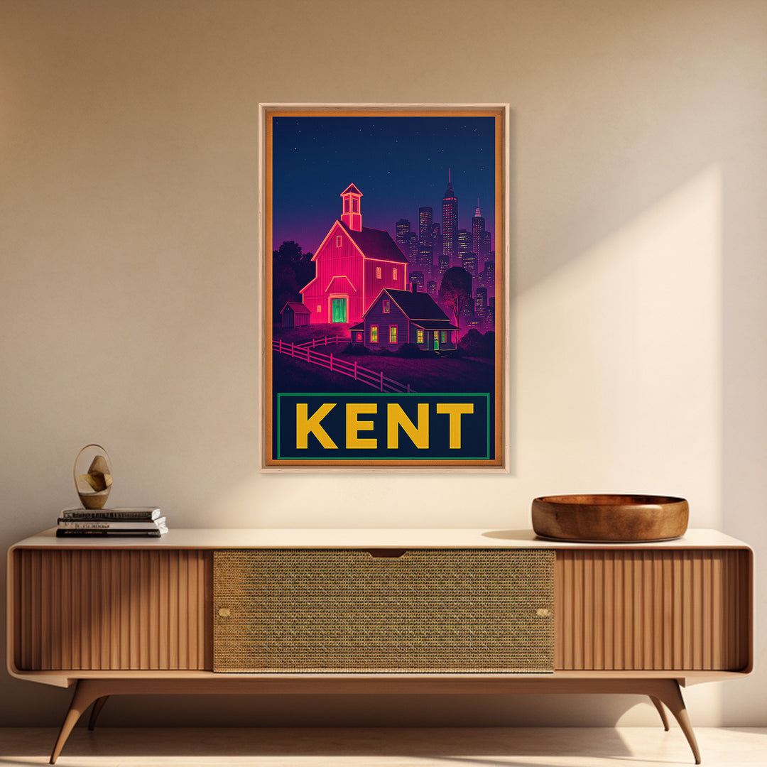 Kent Washington Travel Poster, Canvas Print, Cyberpunk Style City Art, Kent Art Print, City Art Print, Fine Art Print, Travel Art Print