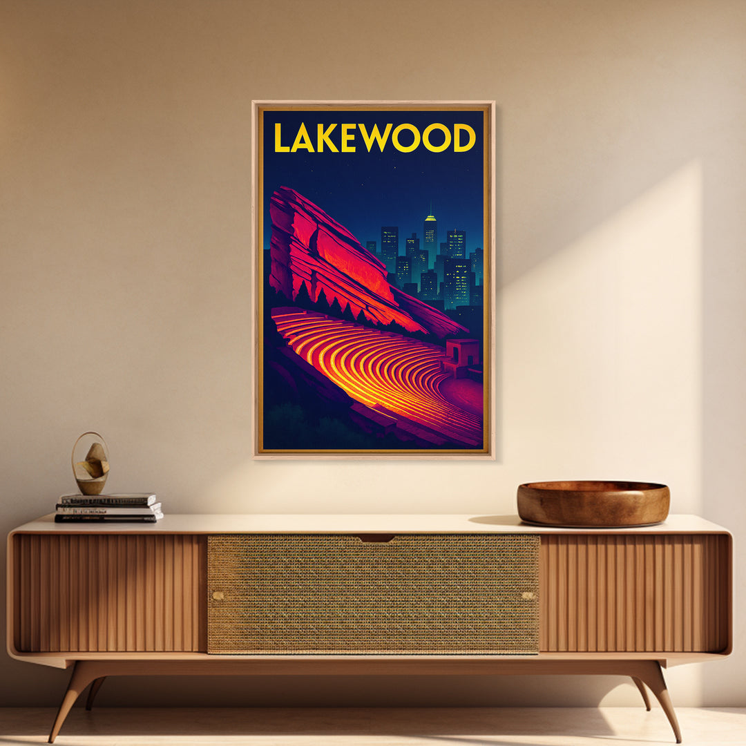 Lakewood Travel Poster, Canvas Print, Cyberpunk Style City Art, Lakewood Travel Art, Travel Wall Art, City Illustration, Fine Art Print
