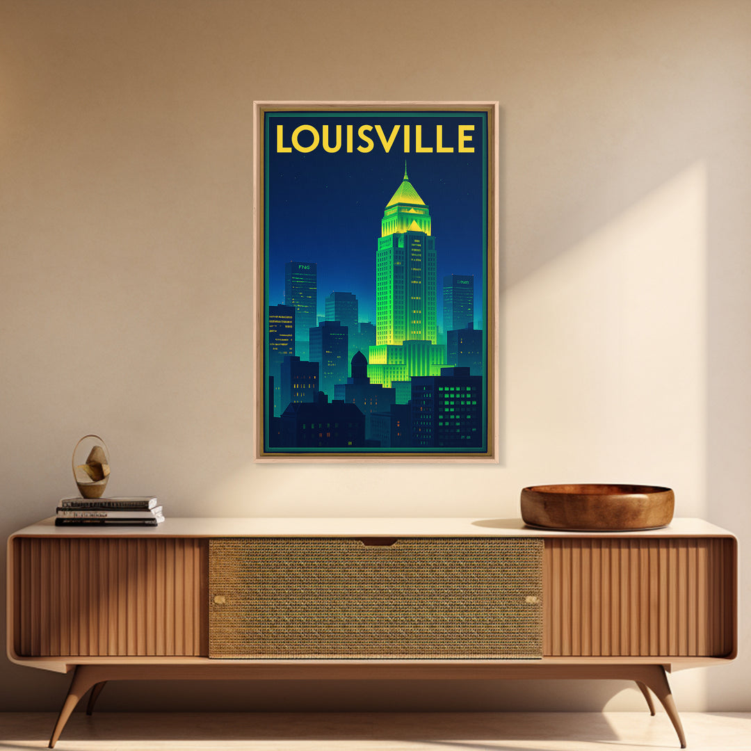 Louisville Travel Poster, Canvas Print, Cyberpunk Style City Art, Louisville Poster Print, City Travel Prints, City Art Print, Design 2