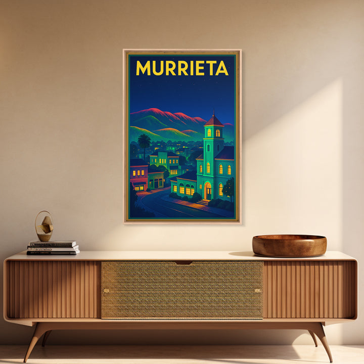 Murrieta Travel Poster, Canvas Print, Retro Neon Travel Art, Murrieta Wall Art, Mid Century Wall Art, Eclectic Wall Decor, Travel Posters