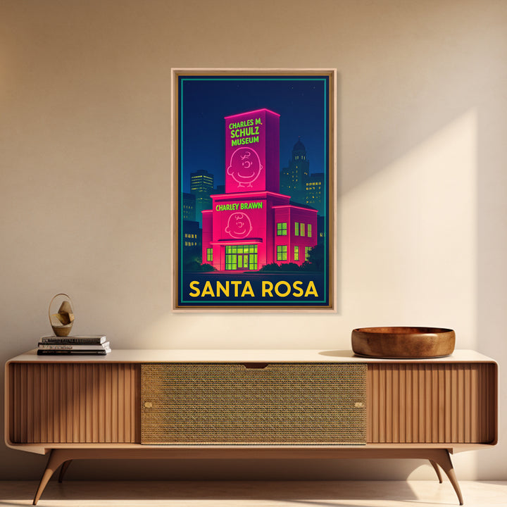 Santa Rosa California Travel Poster, Canvas Print, Electric Night Poster Art, Santa Rosa Poster Print, City Art Print, Vintage City Art