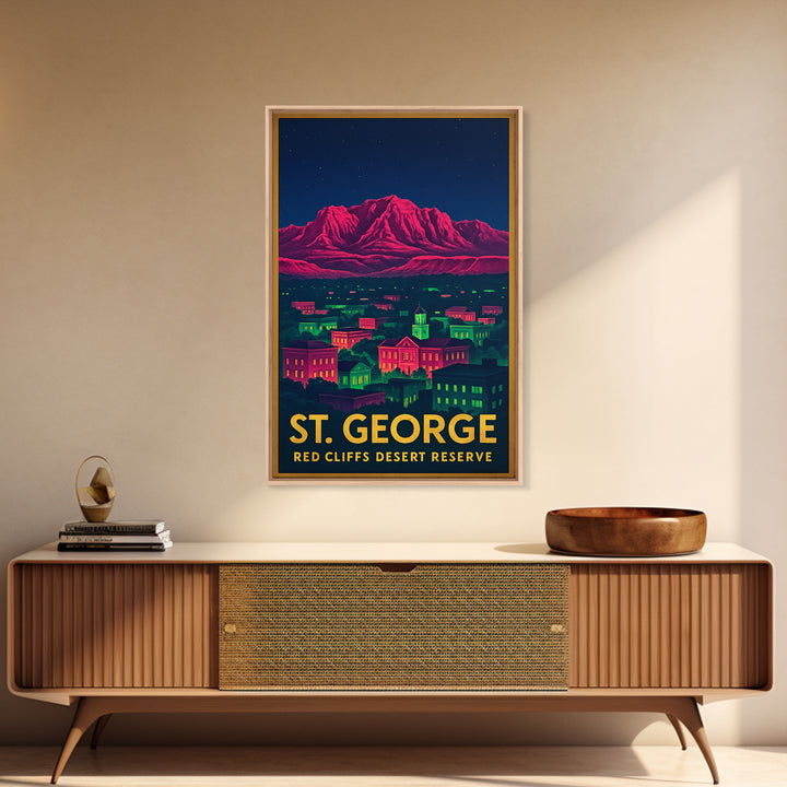St George Utah Travel Poster, Canvas Print, Cyberpunk Style City Art, St George Art Print, Travel Art Print, Art Print, City Travel Prints