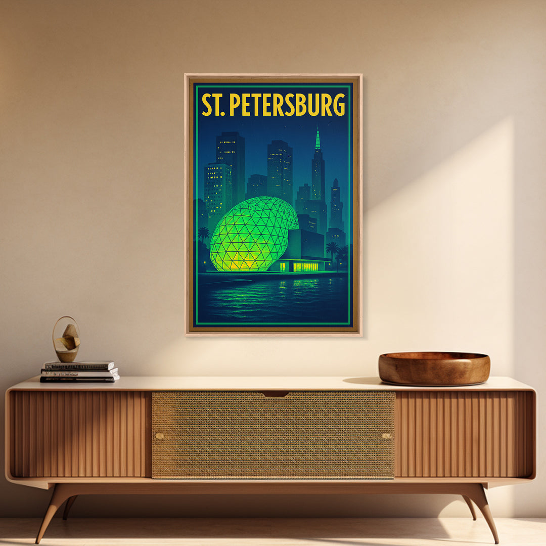 St Petersburg Travel Poster, Framed Canvas Print, Cyberpunk Style City Art, St Petersburg Wall Art, Fine Art Print, City Travel Prints
