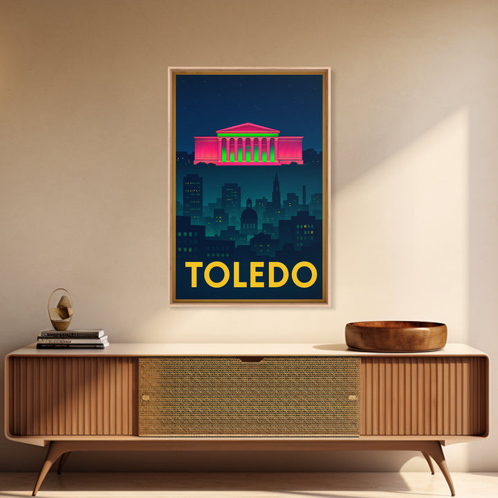 Toledo Ohio Travel Poster, Canvas Print, Cyberpunk Style City Art, Toledo Poster Print, Wanderlust Decor, Retro Travel Print, Wall Decor