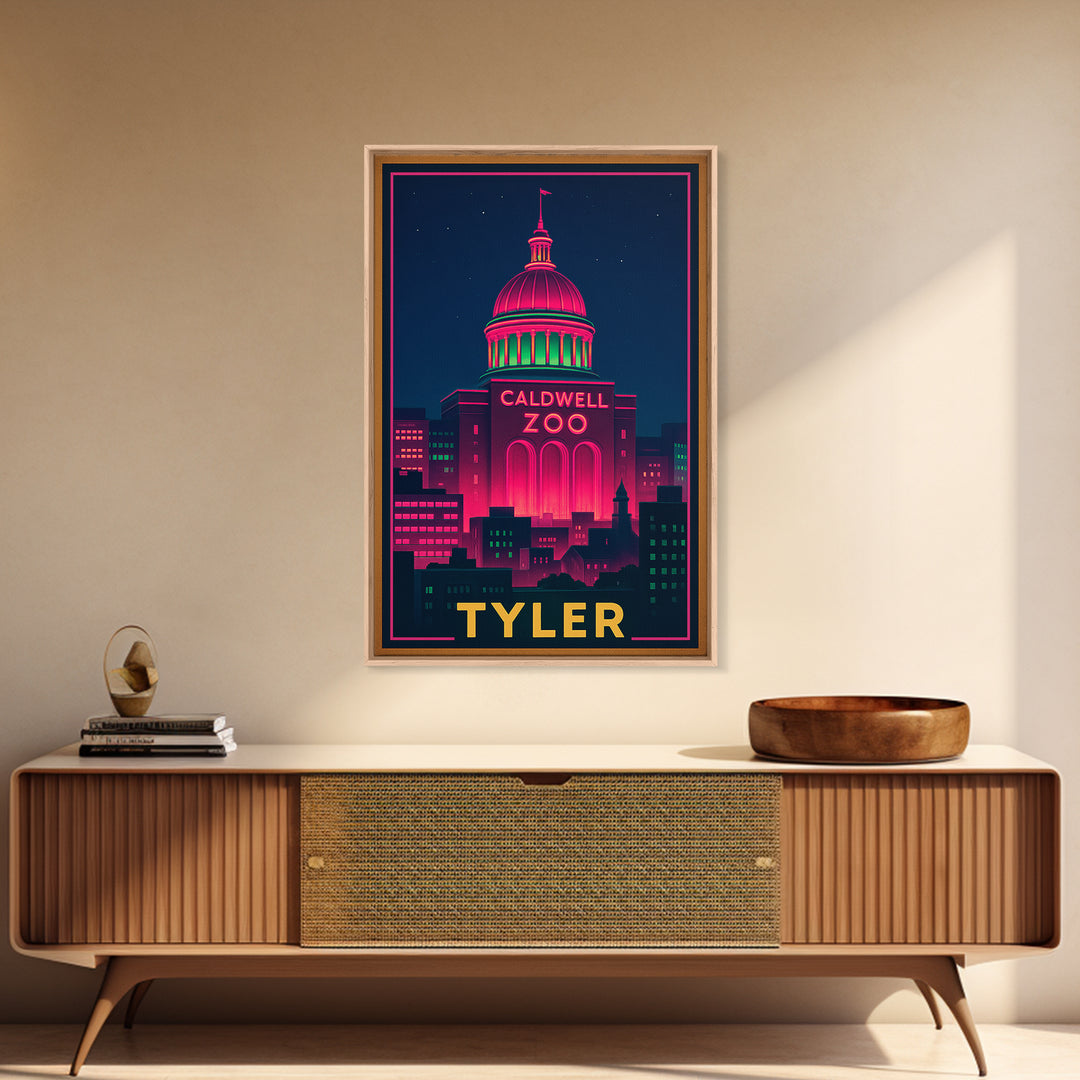 Tyler Texas Travel Poster, Canvas Print, Cyberpunk Style City Art, Tyler Art Print, Modern Wall Decor, Gift For Travelers, Travel Wall Art
